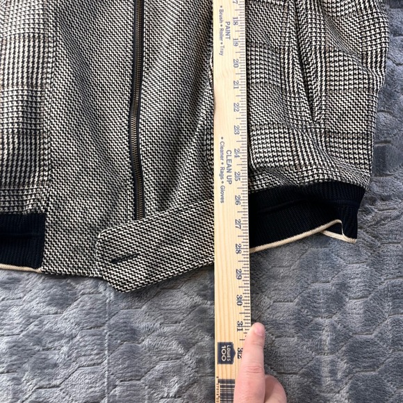 Tomas Creation Mens VTG 100% Wool Bomber Jacket Italian Plaid VII Black Brown - Picture 5 of 10